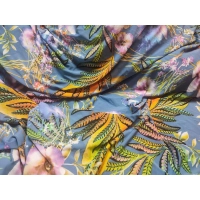 Elastyczna dzianina z wzorem pomarańczowych paproci